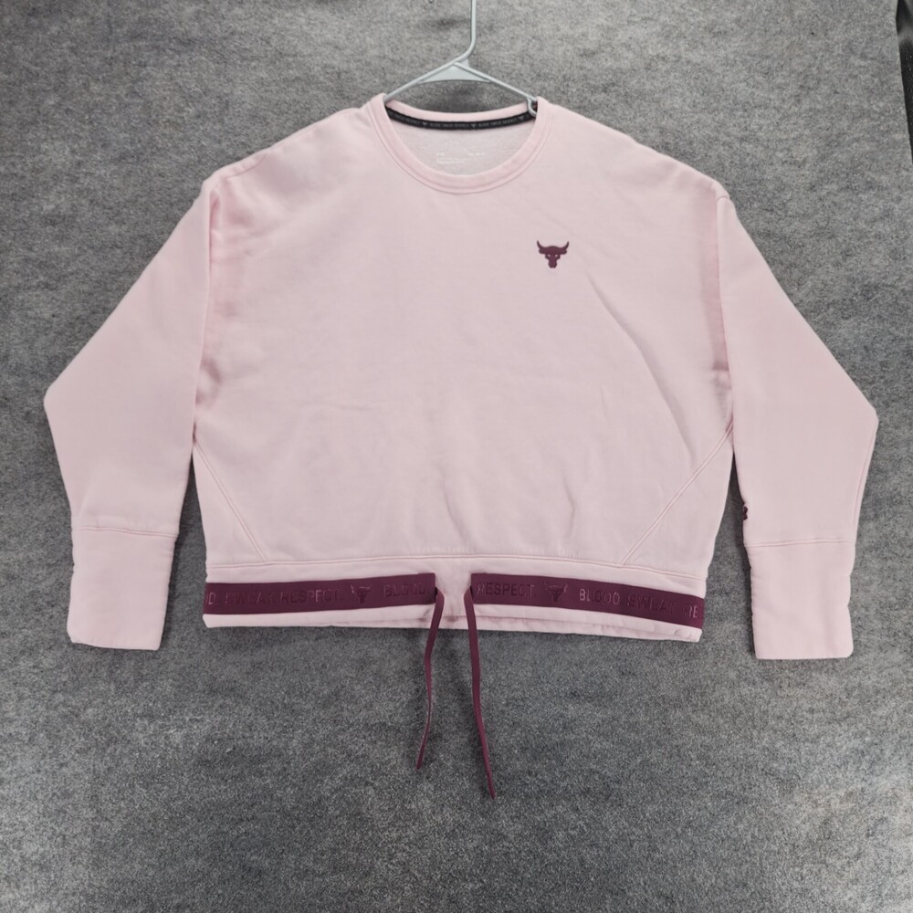 Under Armour Sweatshirt Womens Large Blood Sweat Respect Pink Crop